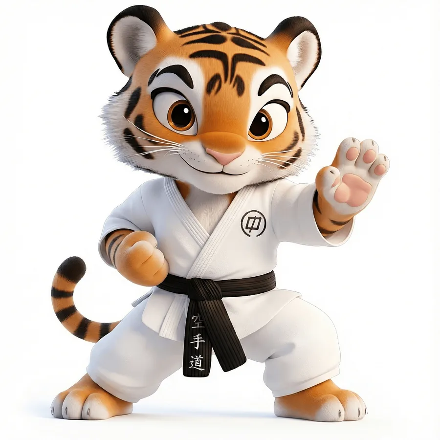 Karate-Tiger Kosho, das Maskottchen der Kindergruppe