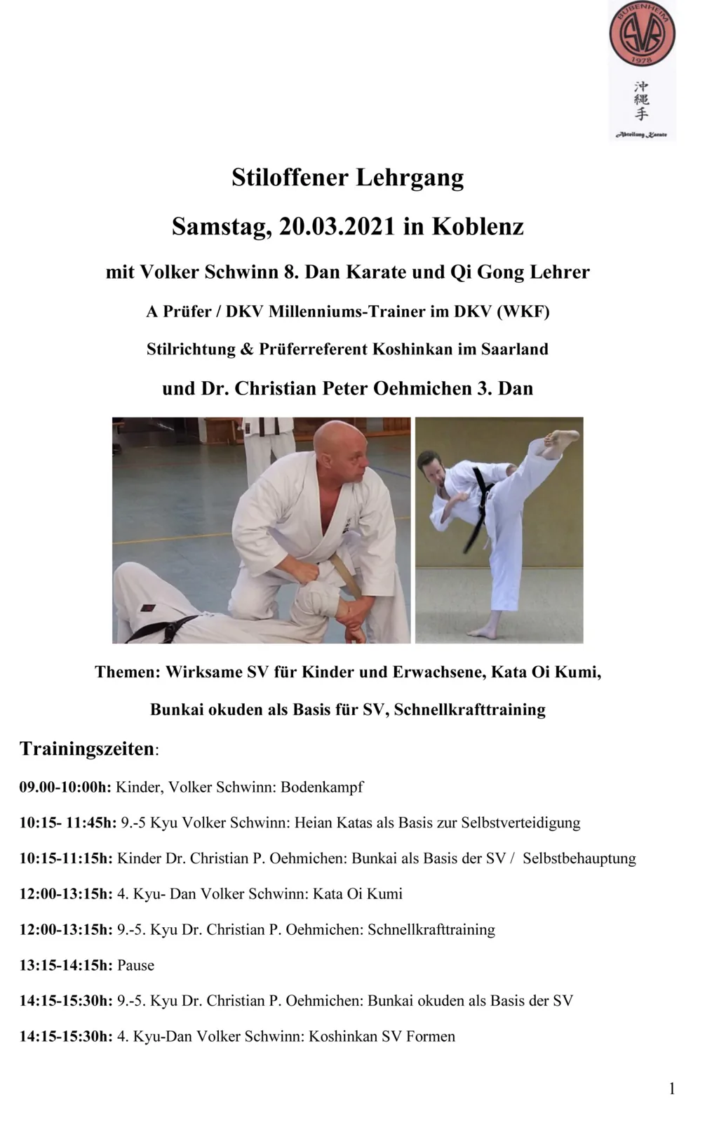 Möglicher Lehrgang im März